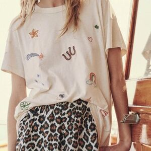 boxy charm emb tee shirt